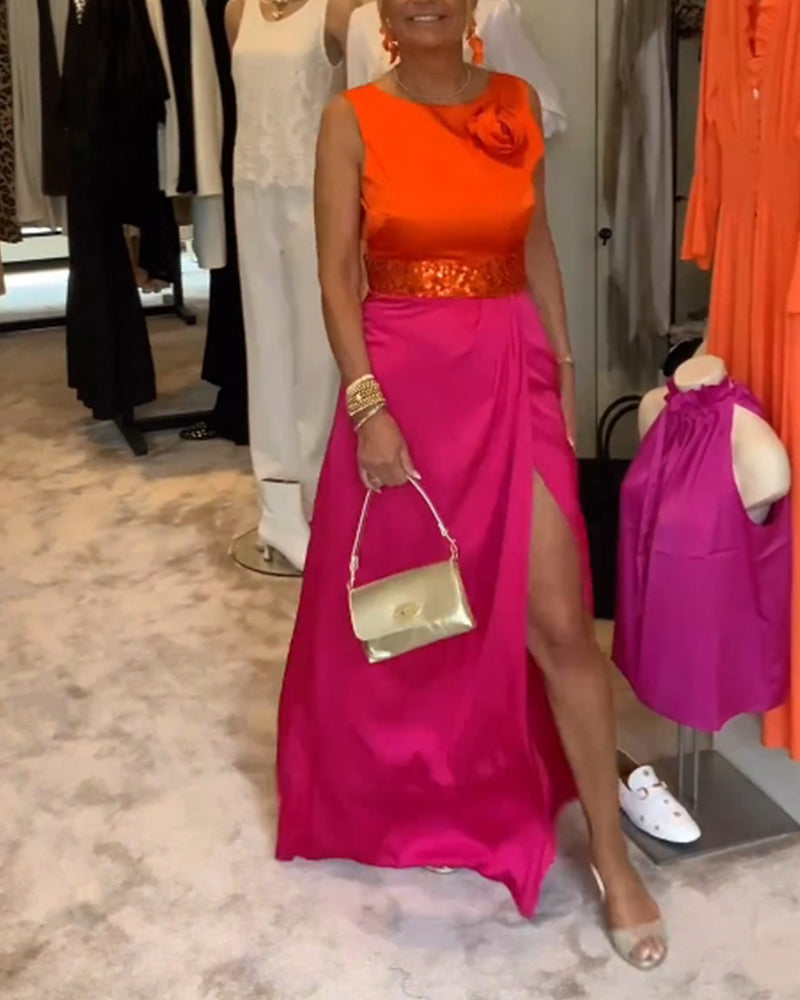 Esmeralda Minimalist Two Tone Sleeveless Dress Chic Silhouette Collection