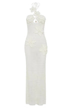 Call It Chic Knit Floral Crochet Halter Fishtail Hem Maxi Dress