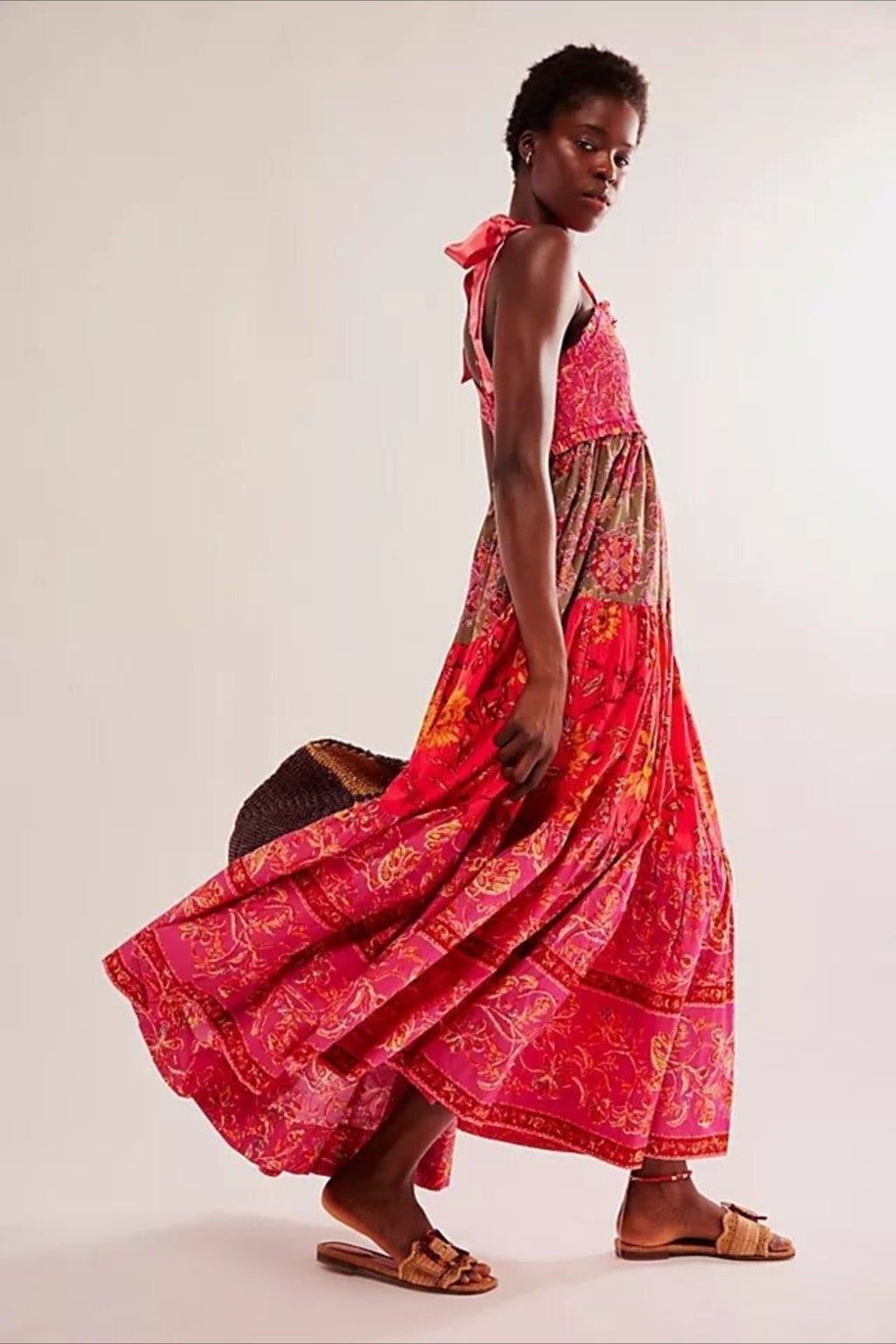 Vintage Print Cami Maxi Boho Dress