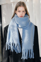 Thick Mohair Fringe Shawl Scarf