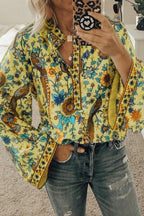 Peacock Loose Shirt Button Long Sleeve Shirt