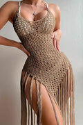Cutout Versatile Vacation Fringe Cover Up Boho Dress