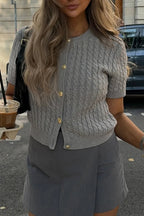 Striped Cable Knit Cardigan