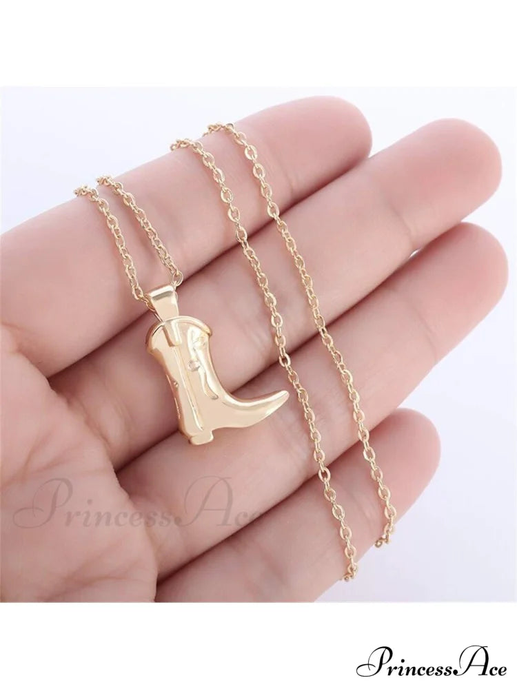 1pc Retro Punk Style Western Cowboy Boot Shaped Pendant Necklace,