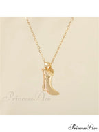 1pc Retro Punk Style Western Cowboy Boot Shaped Pendant Necklace,
