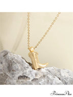 1pc Retro Punk Style Western Cowboy Boot Shaped Pendant Necklace,