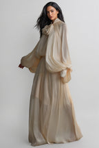 Elizabeth Tie Neck Puff Sleeve Maxi Dress