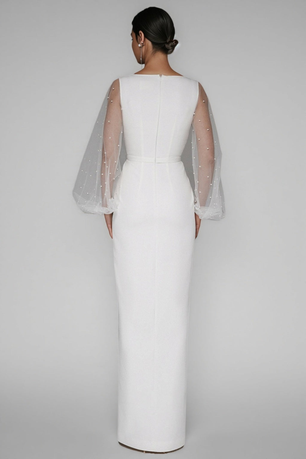 Carlotta White Deep V-Neck Slit Maxi Dress