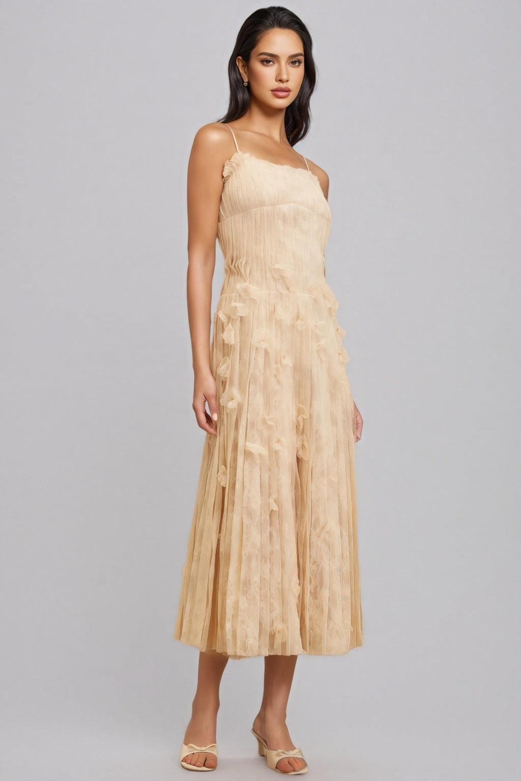 Urikd 3D Flower Strapless Maxi Dress