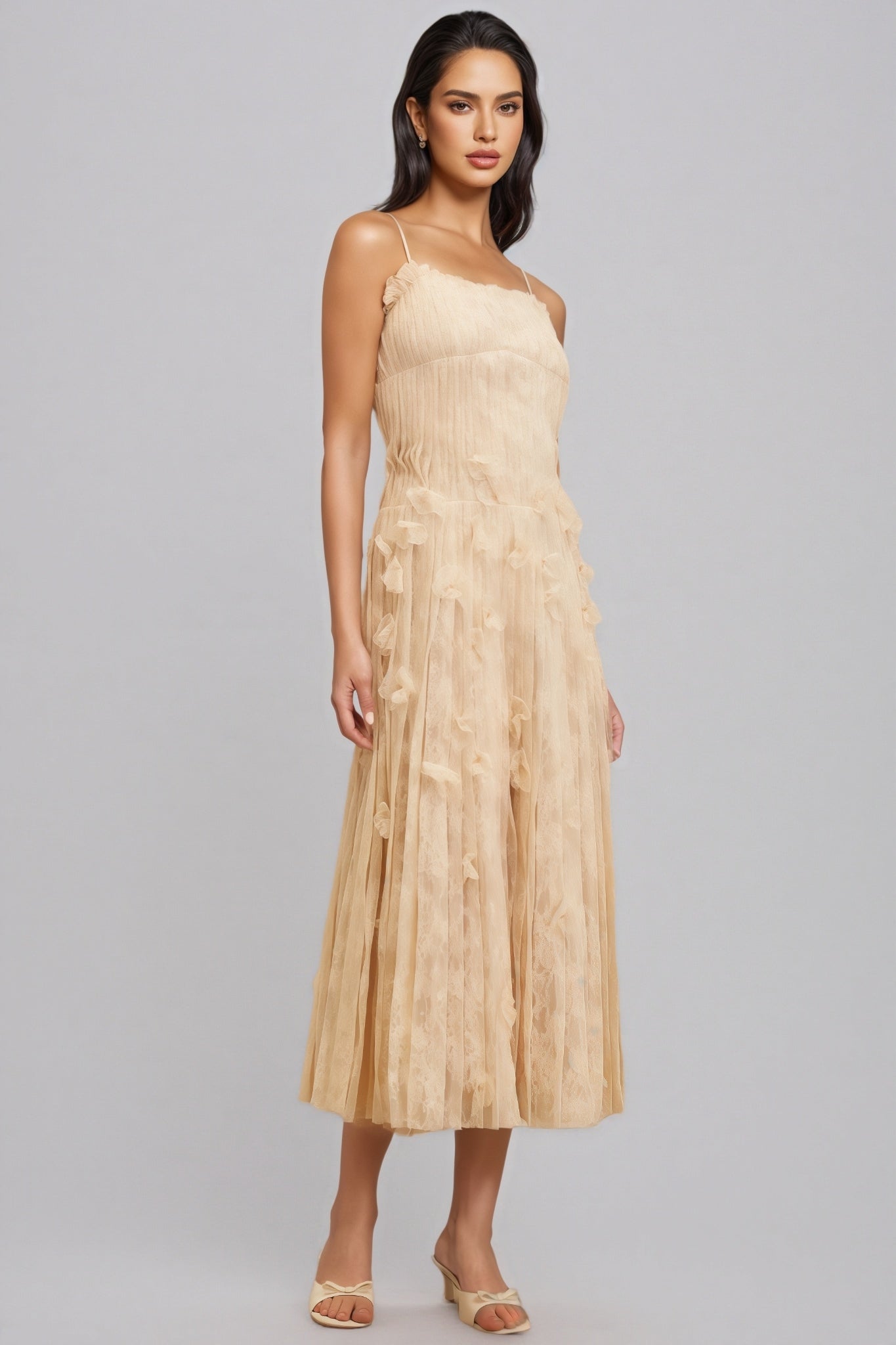 Urikd 3D Flower Strapless Maxi Dress