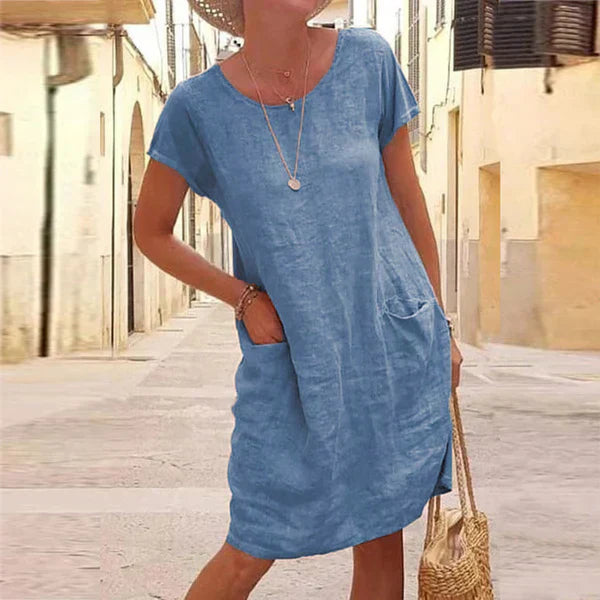 Hayden Chic Linen and Cotton Casual Dress Everyday Luxe Edit