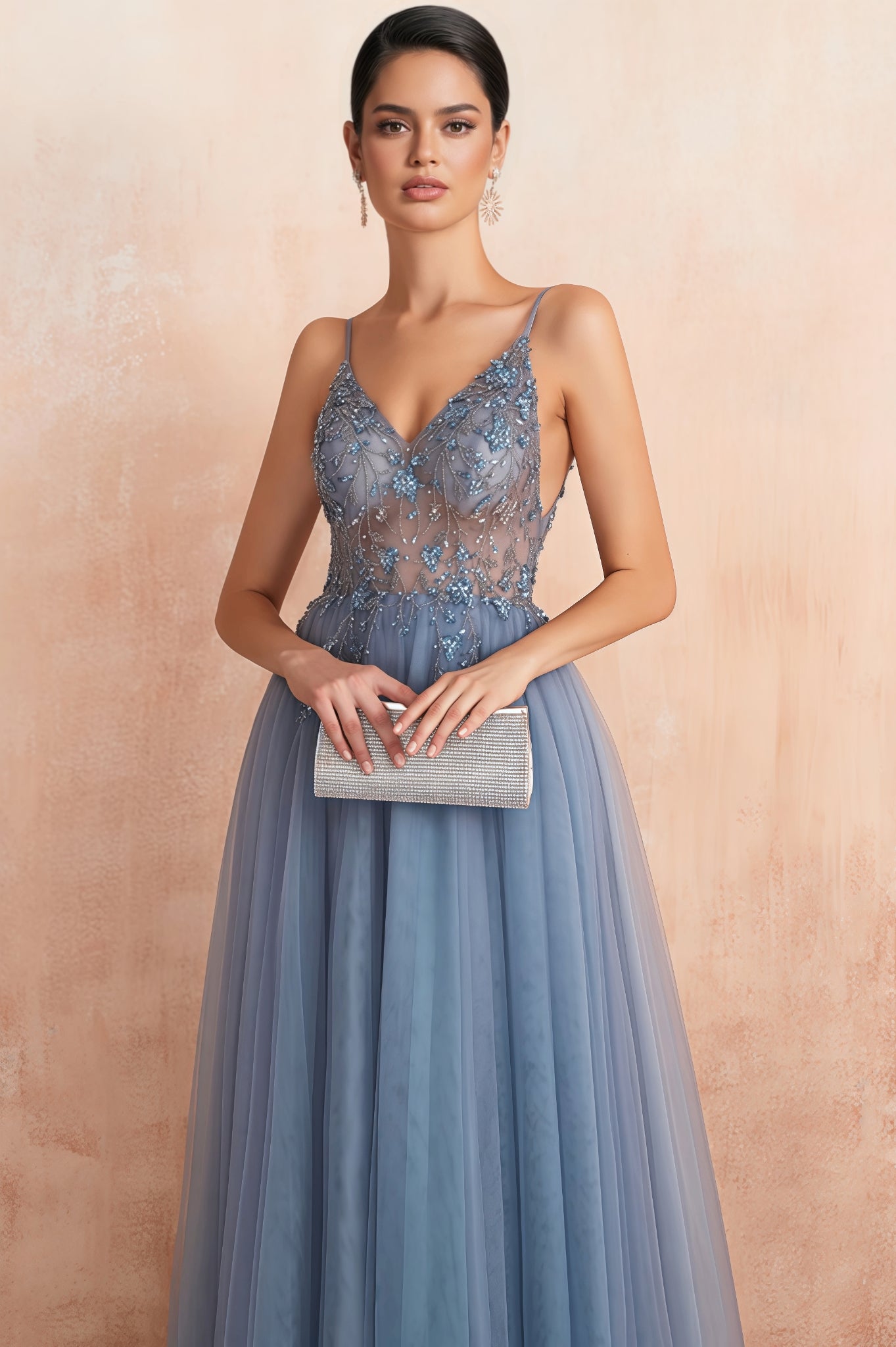 Luz Mesh and Diamond Maxi Dress