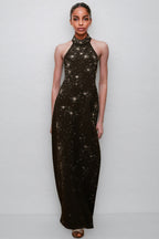 Miley Black Embellished Skinny Cut Maxi Dress