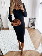 Romi Ribbed Knit Midi Dress Black