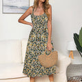 DressBetty - Sexy Sling Ruffle Dress Floral Print Button Sundress