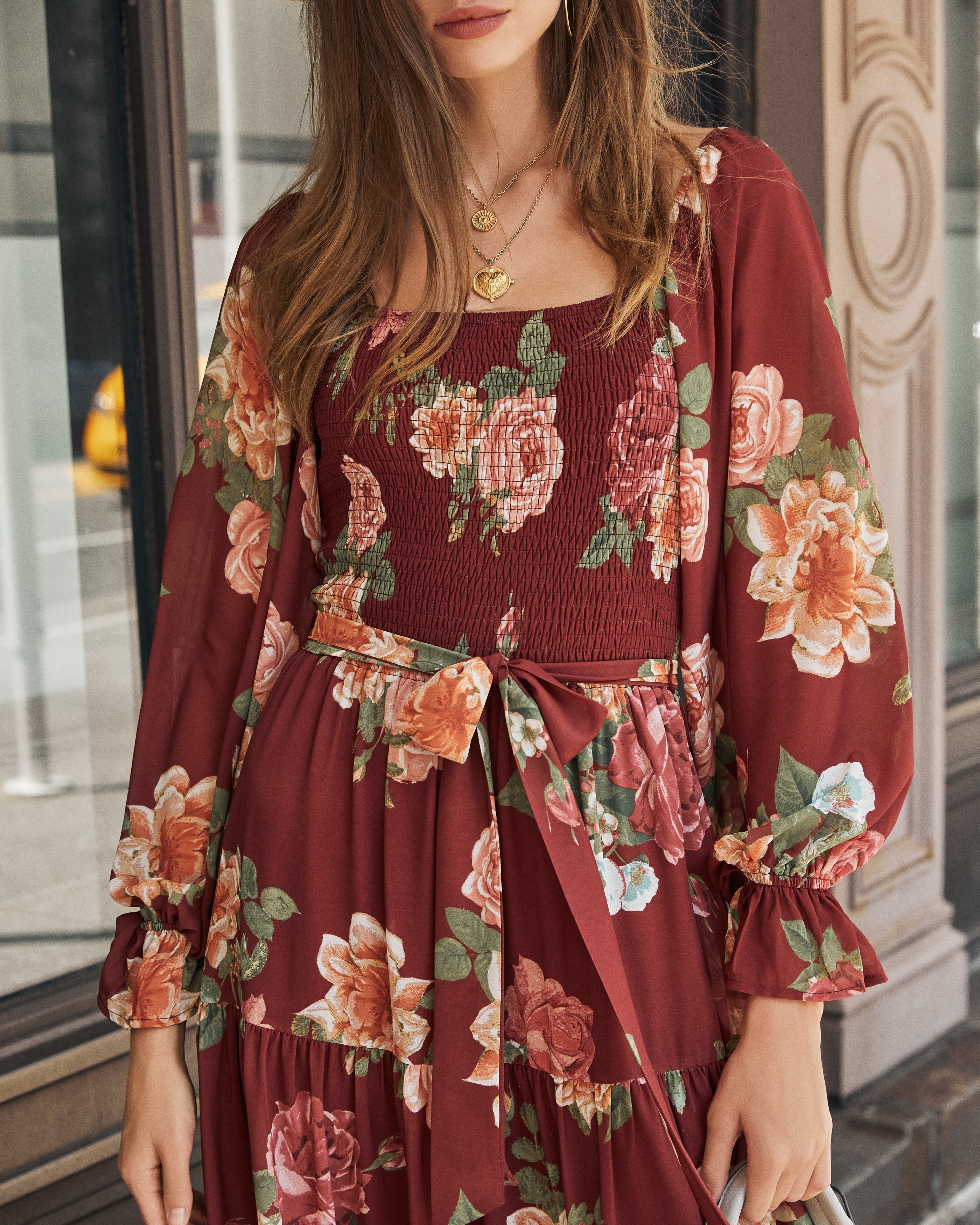 Claudette Floral Smocked Midi Dress FINAL