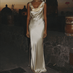 Main Event Entrance Plunging Back Cowl Maxi Dress