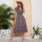 DressBetty - V Neck Chiffon Print Dress