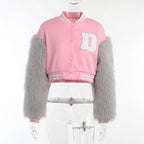 DressBetty - Stitching Letters Embroidery Baseball Uniform Jacket