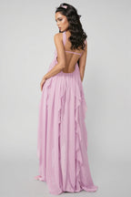 Chic Purple Irregular Ruffled Maxi Dress
