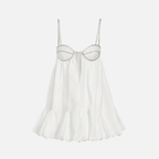 Grand Gesture Poplin Scalloped-Hem Mini Dress