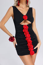 Flowers Cutout Mini Dress