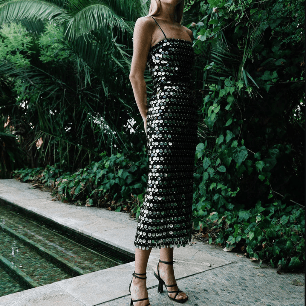 Attention Hologram Sequin Midi Dress