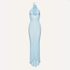 Easy Style Blue Mesh Maxi Dress