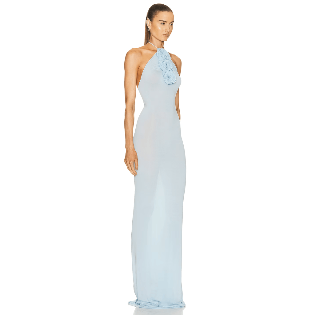 Easy Style Blue Mesh Maxi Dress
