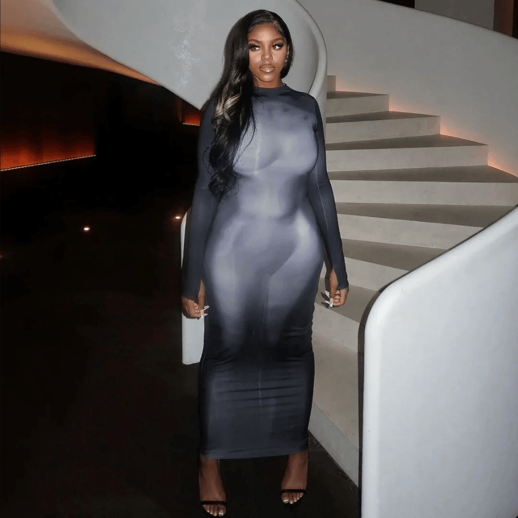 Dance And Tease Long Sleeve Bodycon Maxi Dress