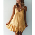 Strap Ruffle Sleeveless Green Midi Dress
