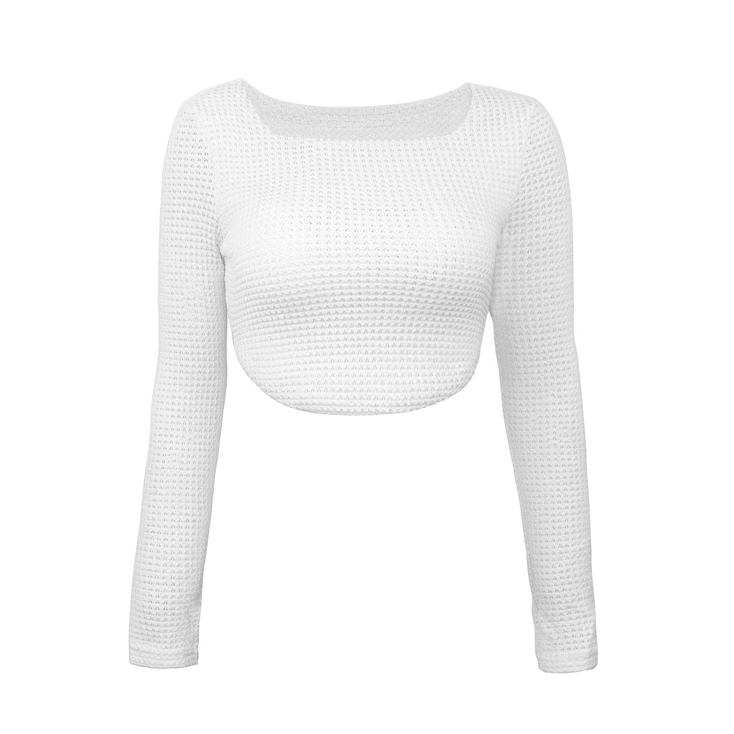 DressBetty - Long Sleeve Square Neck Knitted Crop Top Women Y2k Sexy T Shirts