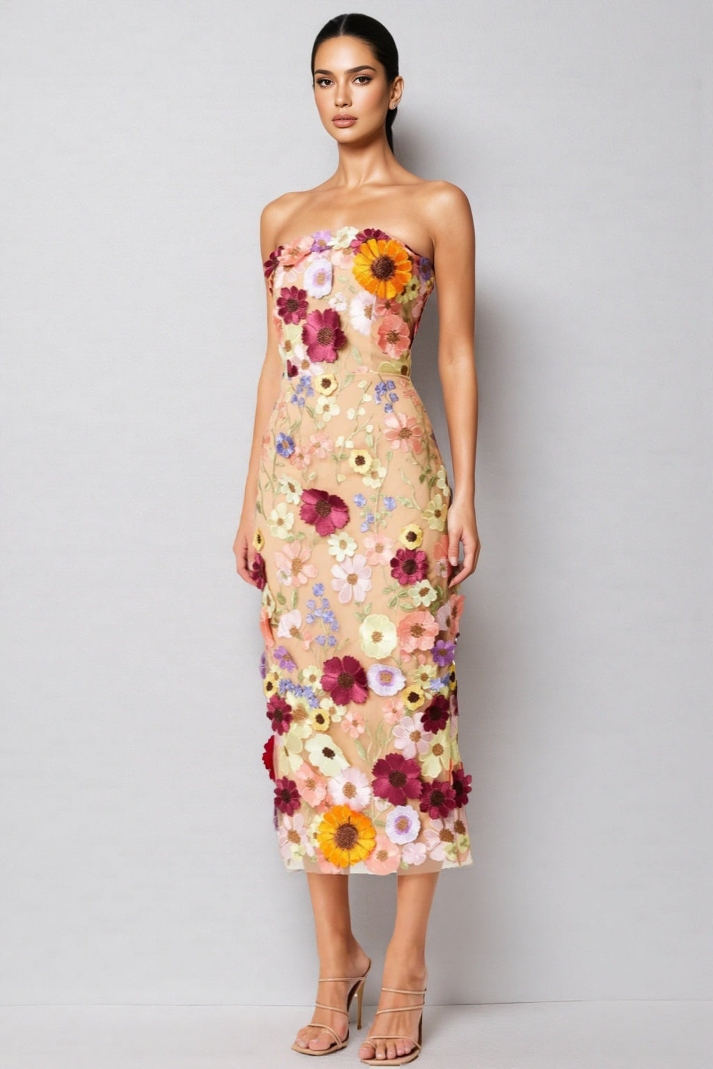 Winslet Embellished Floral Lace Midi Dress