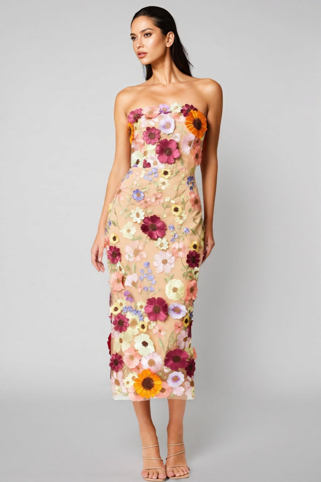 Winslet Embellished Floral Lace Midi Dress