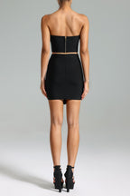 Diamante Bandeau Top Skirt Set
