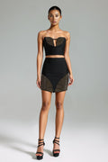 Diamante Bandeau Top Skirt Set