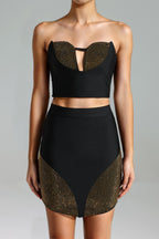 Diamante Bandeau Top Skirt Set