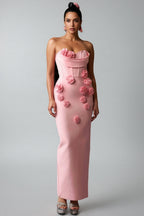 Oga Sleeveless Flowers Bandage Maxi Dress