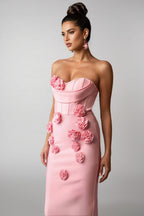 Oga Sleeveless Flowers Bandage Maxi Dress