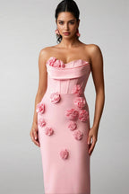 Oga Sleeveless Flowers Bandage Maxi Dress