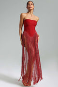Aelia Fringe Patchwork Maxi Dress