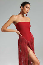 Aelia Fringe Patchwork Maxi Dress