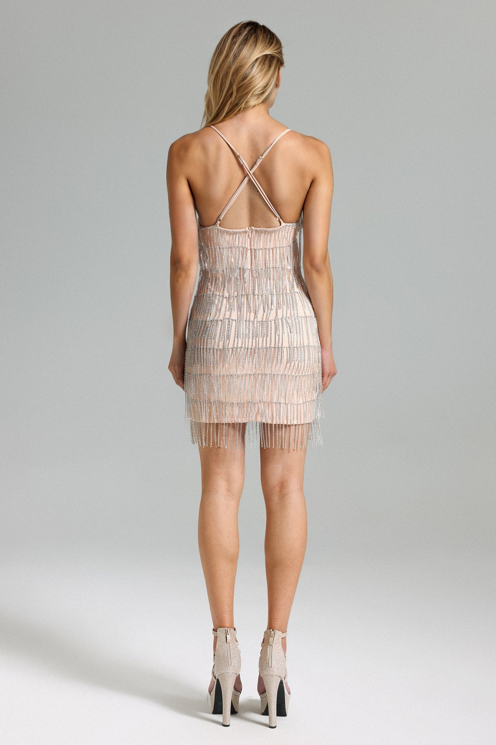 Halter Tessal Mini Dress - Silver