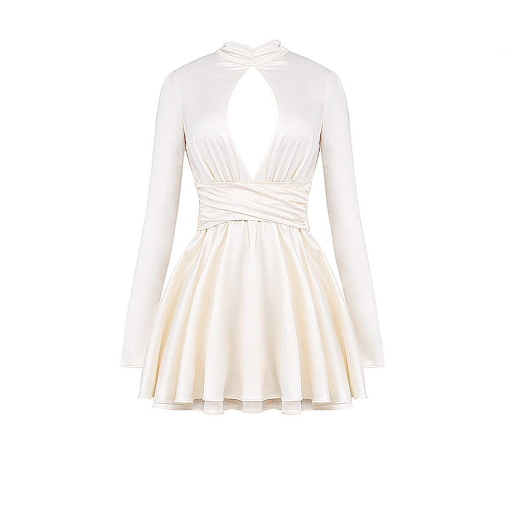 Parisian Encounter Satin Bow Mini Dress