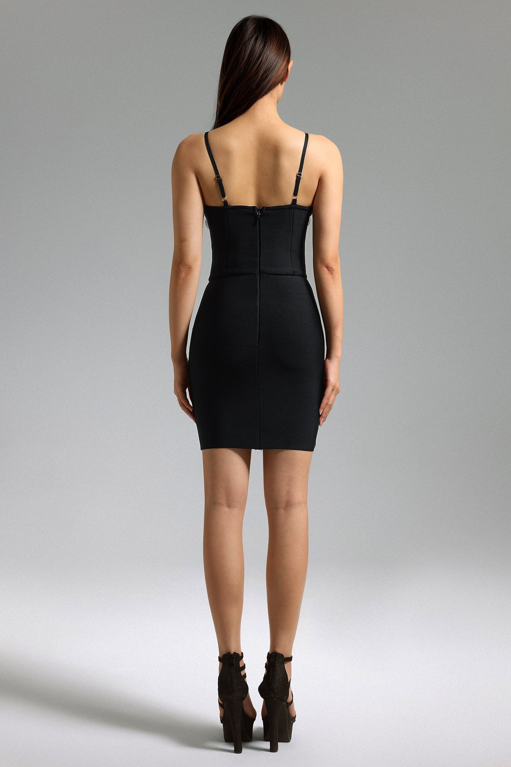 Flowers Bandage Mini Dress - Black