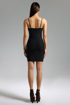 Flowers Bandage Mini Dress - Black