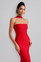 Aroa Sheath Tight Neckline Maxi Dress