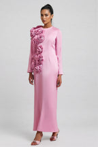 Samala 3D Floral Satin Maxi Dress