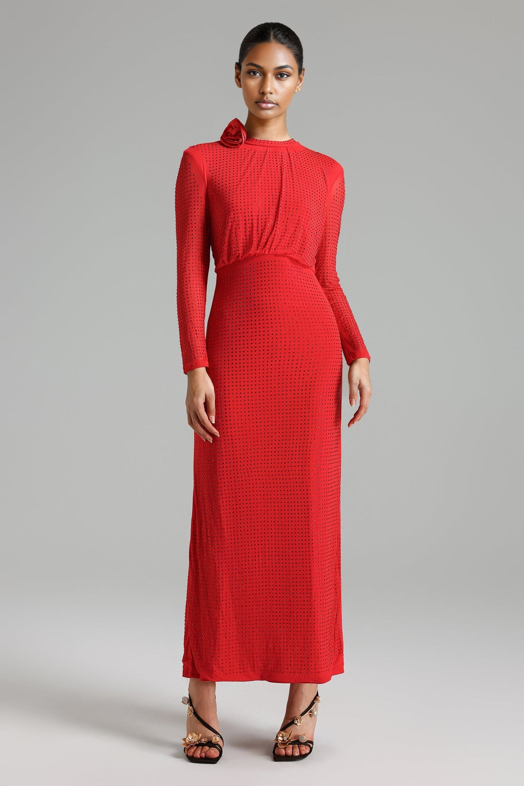 Diamante Flower Maxi Dress