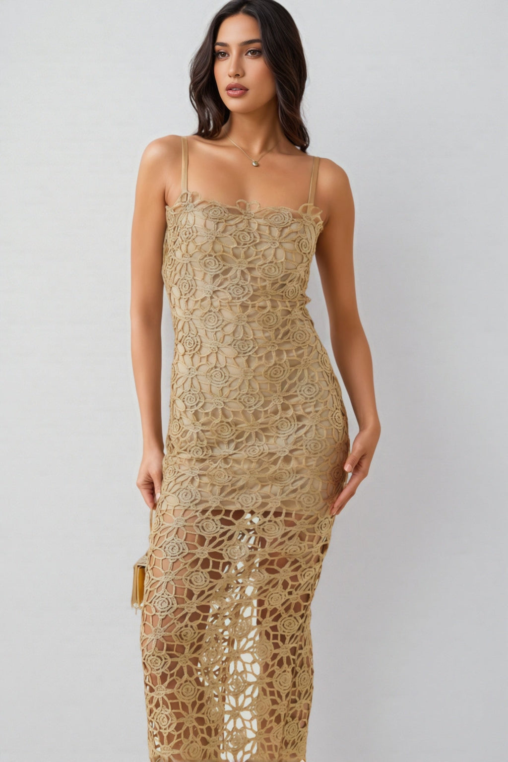 Zephyra Floral Embroidery Midi Dress Set